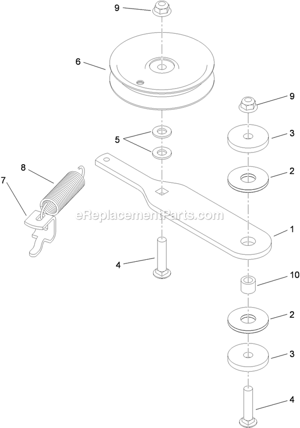 Toro 79551 (310000001-310999999)(2010) With 60in Turbo Force Cutting Unit GrandStand Mower Spring Idler Assembly Diagram