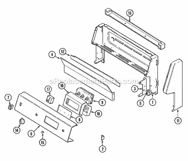 Admiral A3438SRA Freestanding, Gas Admiral Cooking Control Panel Diagram