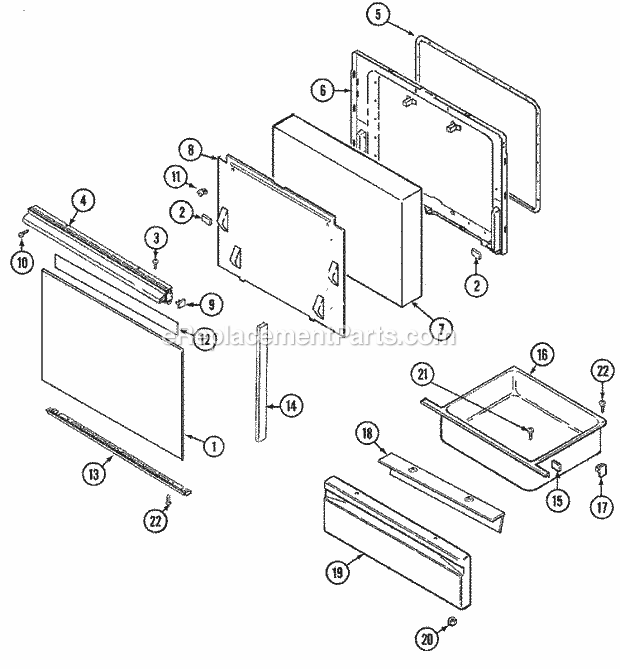 Admiral A3438SRA Freestanding, Gas Admiral Cooking Door / Drawer Diagram