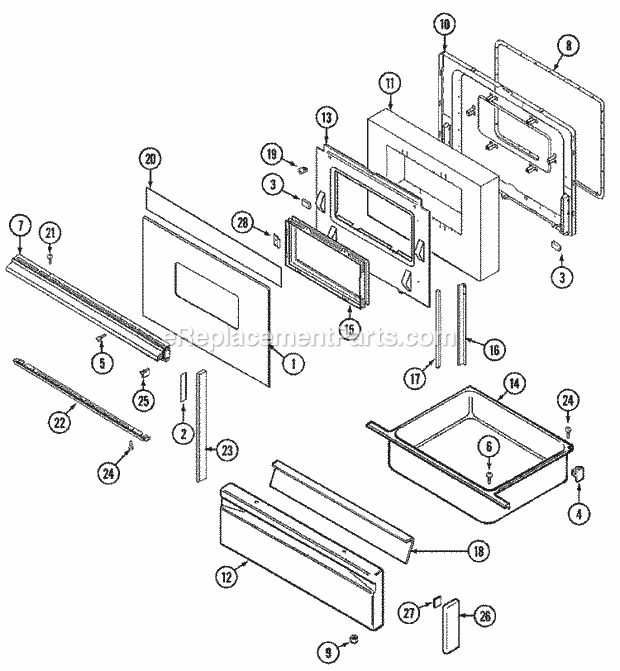 Admiral A3488VRV Freestanding, Gas Admiral Cooking Door / Drawer Diagram