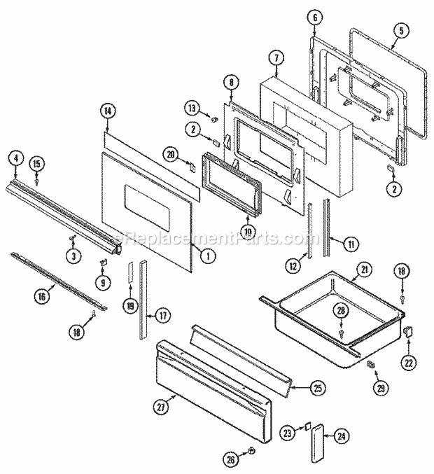 Admiral A6498XRS Freestanding, Gas Admiral Cooking Door / Drawer Diagram