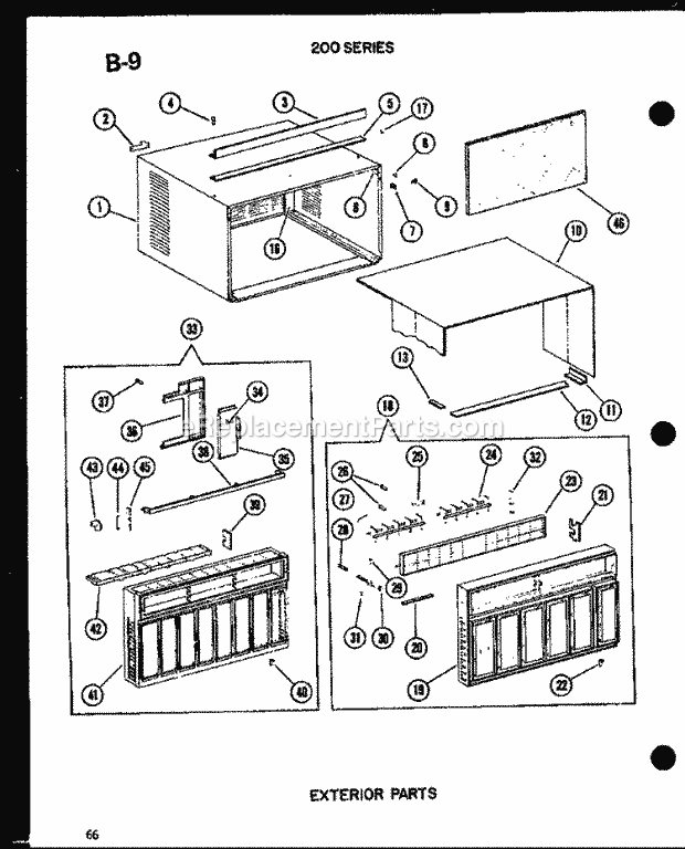 Amana 215-3N (P5465567R) Mfg Number P5541706r, Room Air Conditioner Exterior Parts Diagram