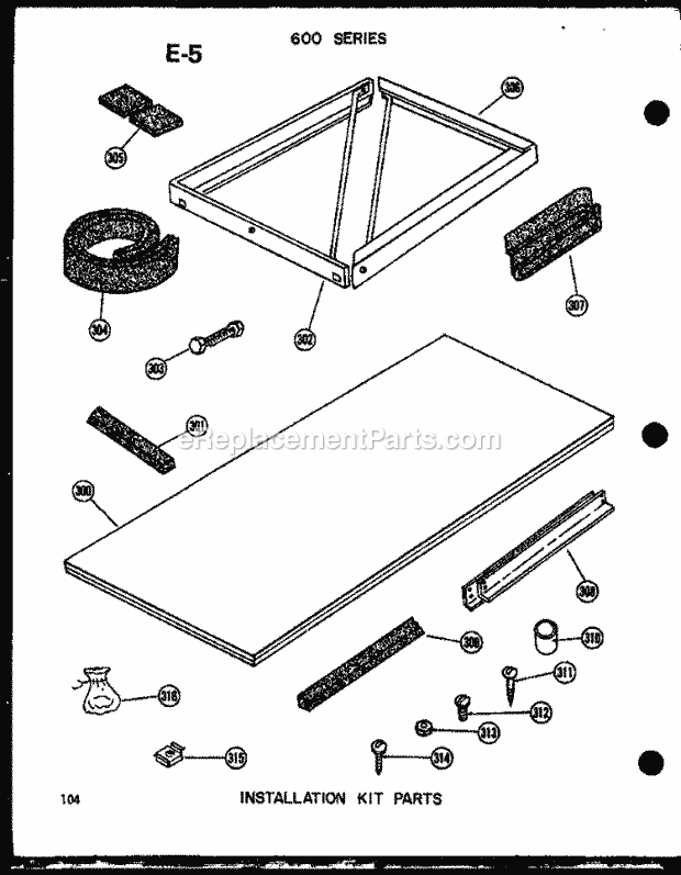 Amana 215-5N (P5465570R) Room Air Conditioner Installation Kit Parts Diagram