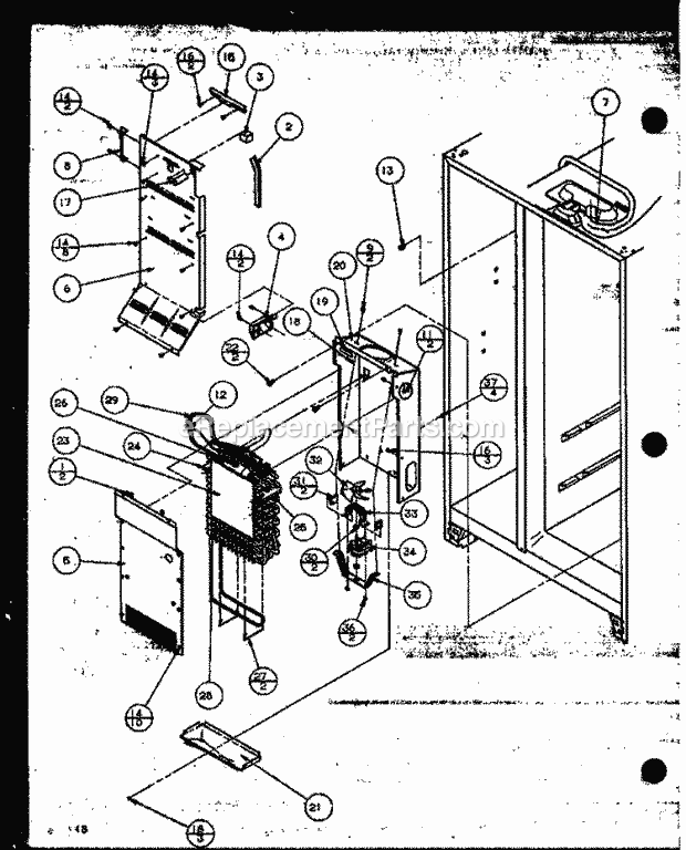 Amana 36278 (P1121804W L) Ref - Sxs/I&w Evap and Air Handling Diagram