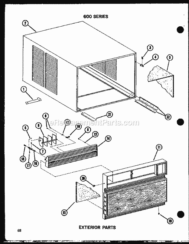 Amana 621-3J-1 (P5472026R) Mfg Number P5472039r, Room Air Conditioner Exterior Parts Diagram