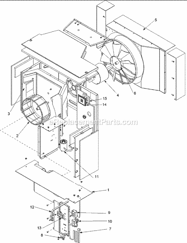 Amana AC15090C2D (P1225007R) Mfg Number P1225031r, Room Air Conditioner Fan and Control Assy Diagram