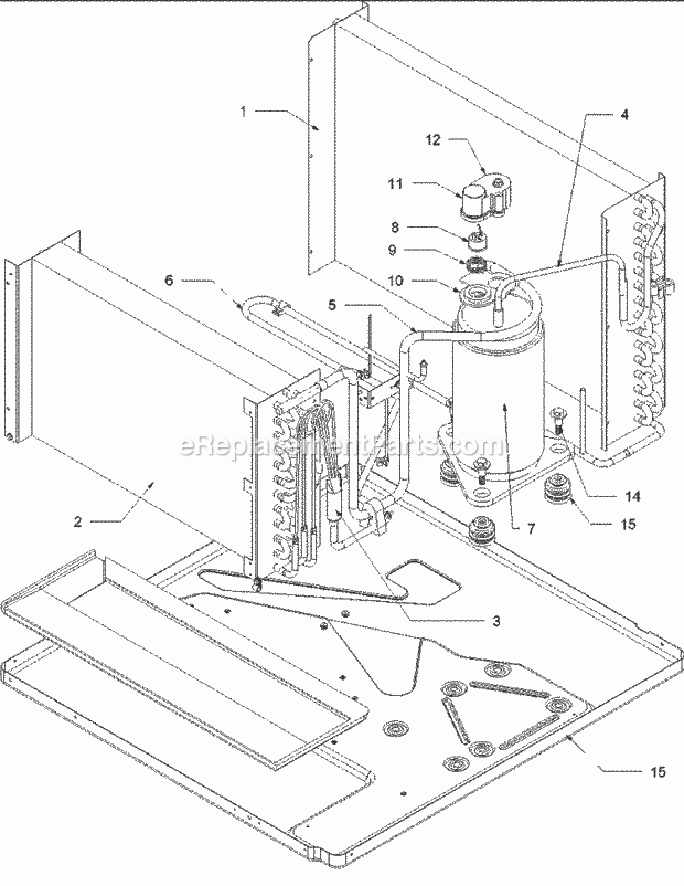 Amana AC18090C2D (P1225025R) Mfg Number P1225032r, Room Air Conditioner Evaporator, Condenser & Compressor Diagram