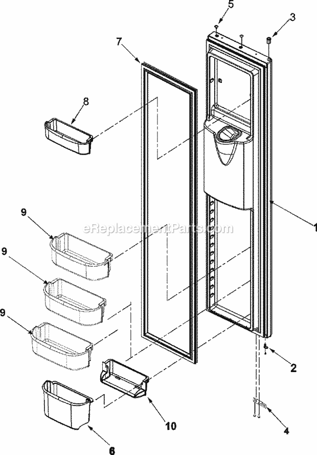 Amana AC2228HEKS (AC2228HEKx0) Side-By-Side Amana Refrigerator Freezer Door Diagram