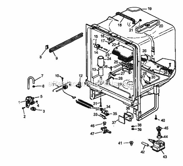 Amana ADU3000CB (P1199008W) Mfg Number P1199008w, Dishwasher- Undercounter Tub Assy Diagram