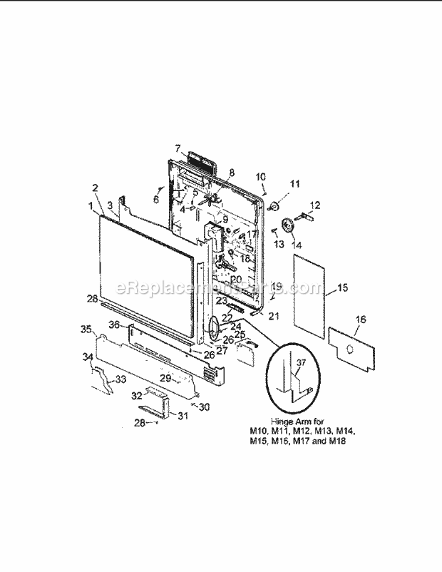 Amana ADU3000DB (P1307514W) Mfg Number P1307514w, Dishwasher- Undercounter Door Assy Diagram