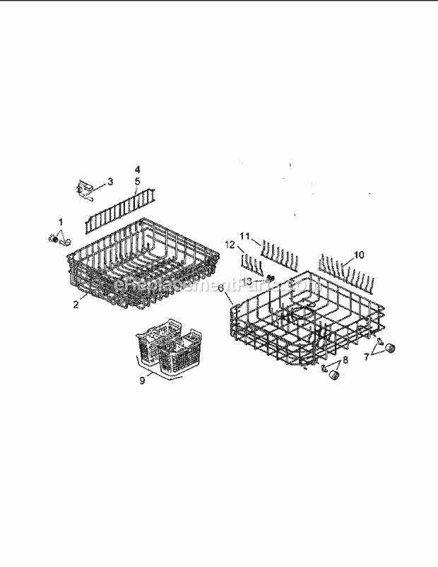 Amana ADU5000DB (P1307513W) Mfg Number P1307513w, Dishwasher- Undercounter Rack Assembly Diagram