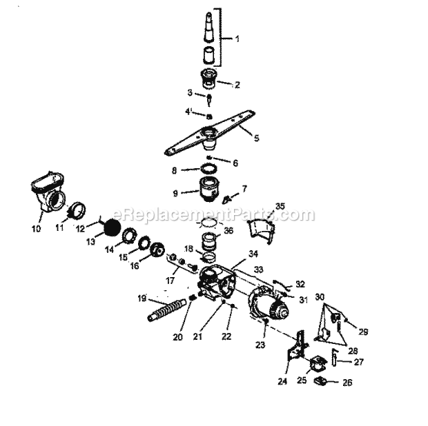 Amana ADU6000CB (P1199004W) Mfg Number P1199004w, Dishwasher- Undercounter Motor - Pump / Water Distribution Components Diagram