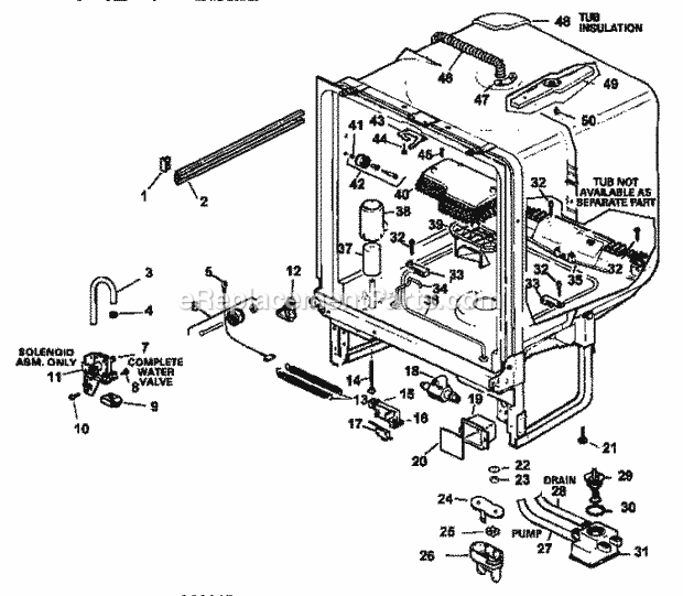 Amana ADU7500CBB (P1188306W) Dishwasher- Undercounter Tub Assy Diagram