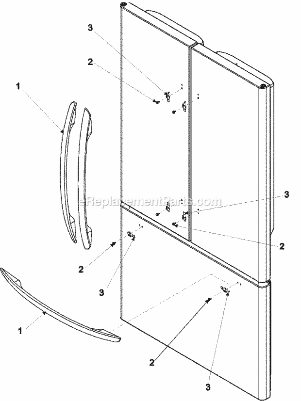 Amana AFB2534DES Bottom Freezer Amana Refrigerator Handles & Trim Diagram