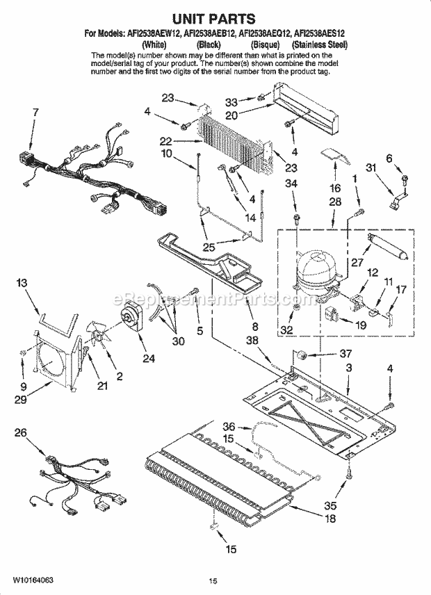 Amana AFI2538AEW12 Bottom Freezer Bottom Mount Refrigerator Unit Parts, Optional Parts (Not Included) Diagram