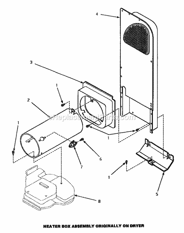 Amana AGM409L2 Residential Home Laundry Dryer Heater Box Assy, Original Diagram