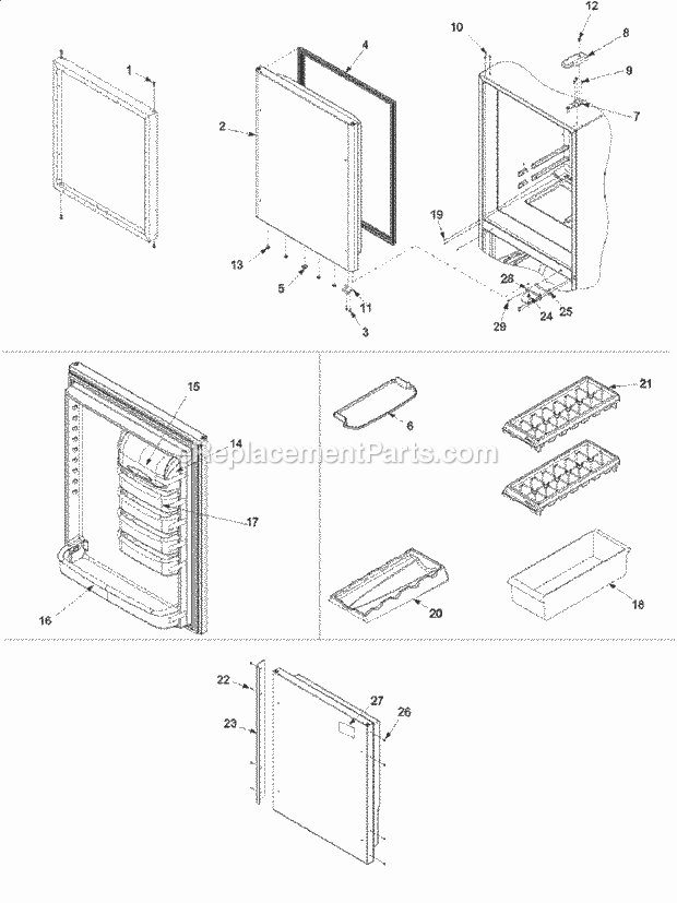 Amana ARB2217CW (PARB2217CW0) Mfg Number Parb2217cw1, Ref - Bottom Mounts Refrigerator Door Diagram