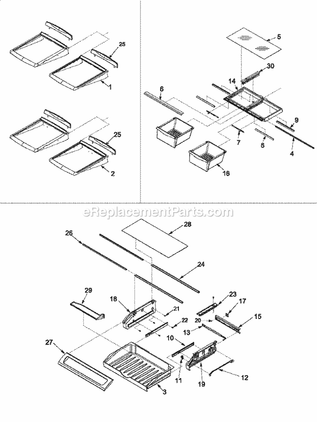 Amana ARB2517CC (PARB2517CC0) Ref - Bottom Mounts Refrigerator Shelving Diagram