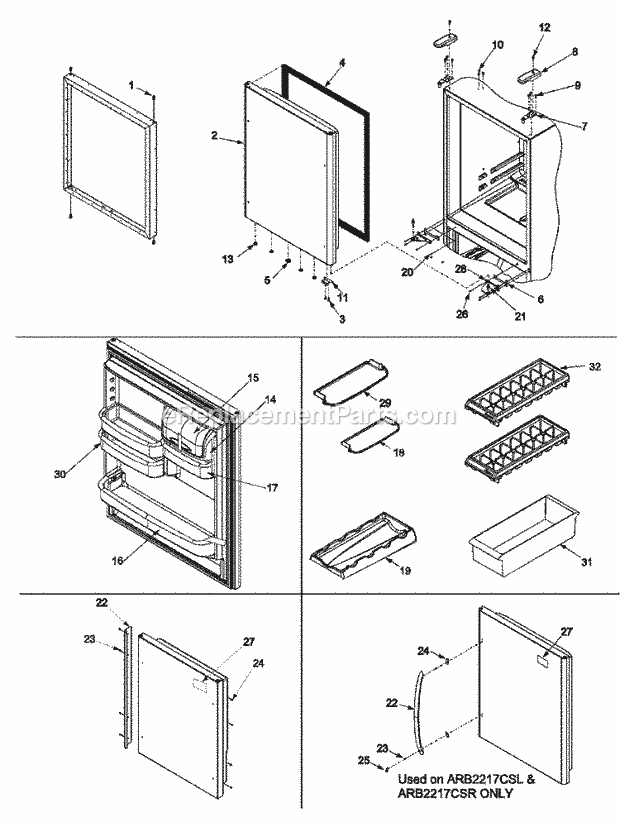 Amana ARB2517CC (PARB2517CC0) Ref - Bottom Mounts Refrigerator Door Diagram
