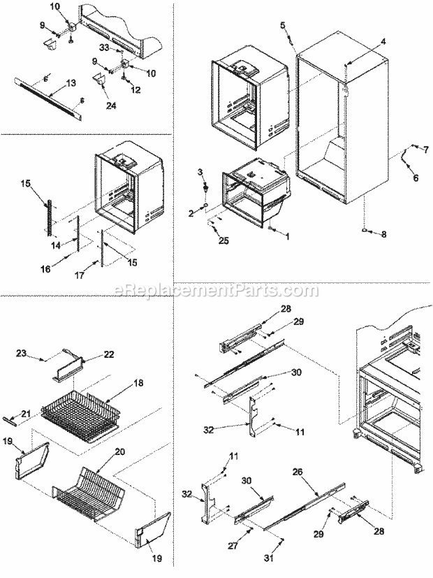 Amana ARB8057CB (PARB8057CB0) Mfg Number Parb8057cb1, Ref - Bottom Mounts Interior Cabinet & Freezer Shelving Diagram