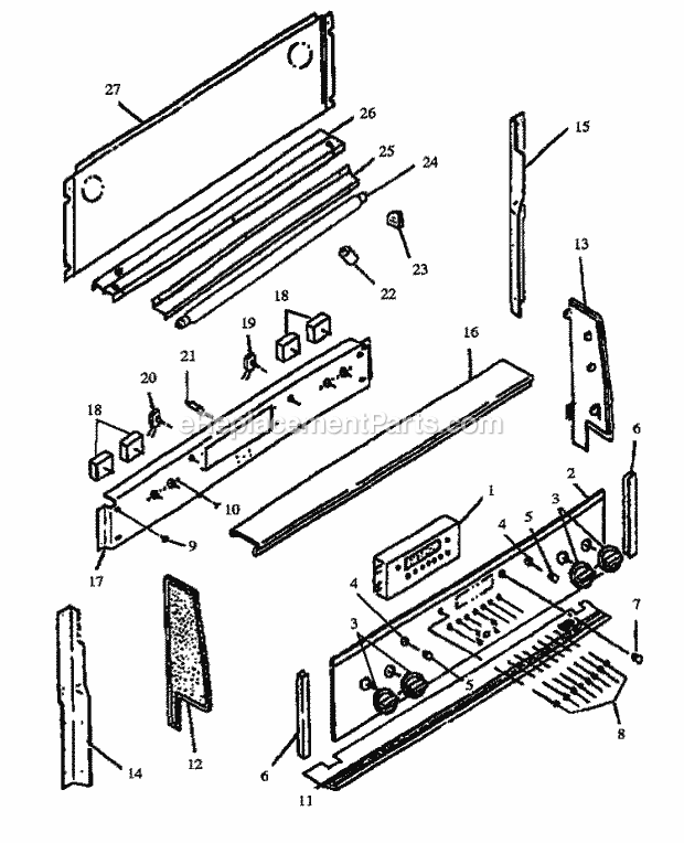 Amana ARR632WW (P1130978N W) Mfg Number P1142617nww, Range- S/C S/I Ddraft Ele Control Panel Diagram