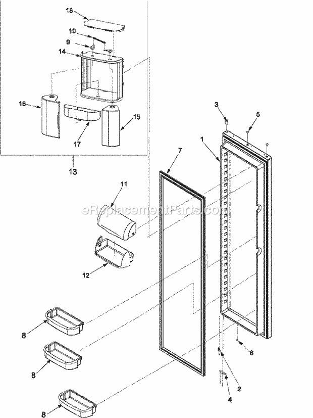 Amana ARS2661BC (PARS2661BC0) Ref - Sxs/I&w Refrigerator Door Diagram