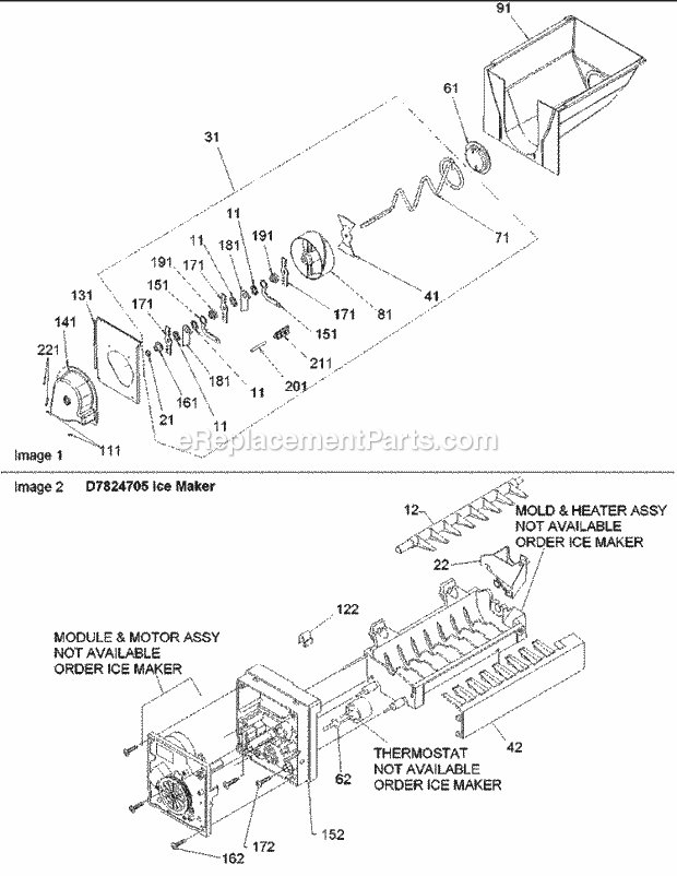 Amana ARS2664BC (PARS2664BC0) Ref - Sxs/I&w Ice Bucket / Auger Assy Diagram