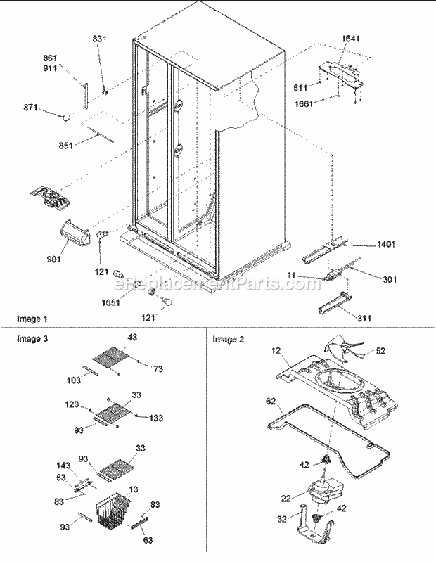 Amana ARS2664BC (PARS2664BC0) Ref - Sxs/I&w Freezer Shelving, Ref Lights, & Filter Diagram