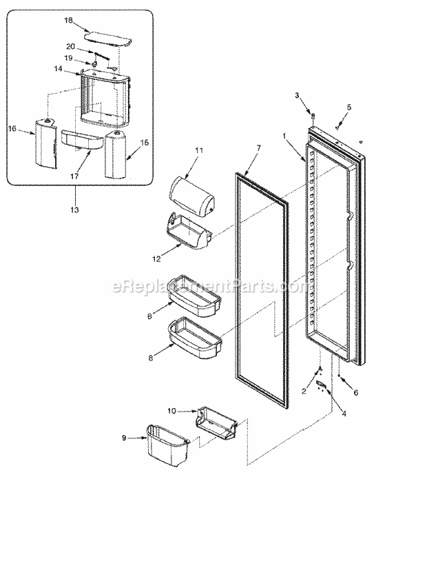 Amana ARS266ZBC (PARS266ZBC0) Ref - Sxs/I&w Refrigerator Door Diagram