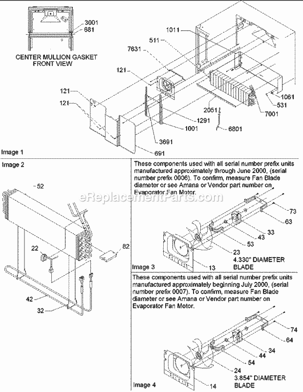 Amana ART2127AB (PART2127AB0) Ref - Top Mount Evaporator & Evaporator Fan Motor Assy Diagram