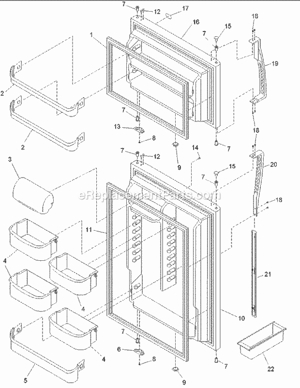 Amana ARTE105BC (PARTE105BC0) Ref - Top Mount Door Assy, Handles & Shelves Diagram