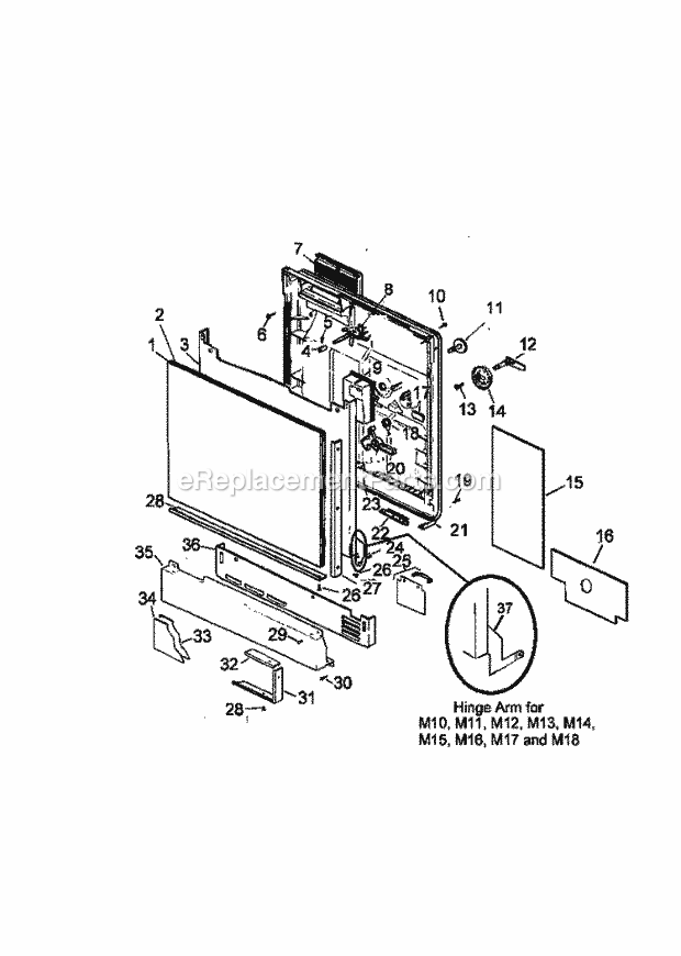 Amana AUD3000DB (P1307514W) Dishwasher- Undercounter Door Assy Diagram