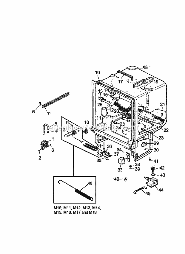 Amana AUD3000DWW (P1307515W) Dishwasher- Undercounter Tub Assy Diagram