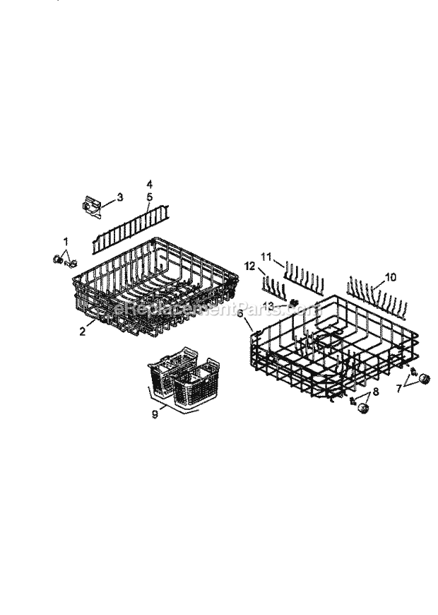 Amana AUD5000DB (P1307513W) Dishwasher- Undercounter Rack Assy Diagram