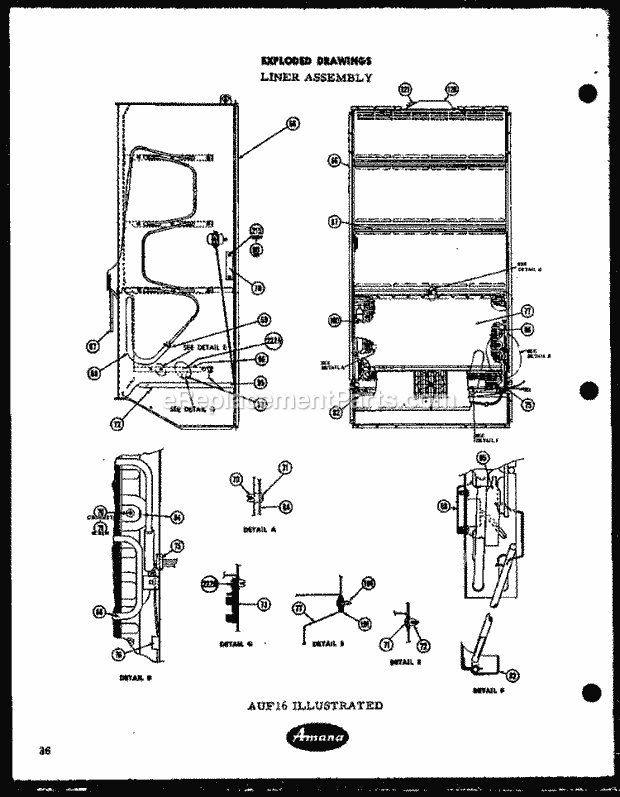 Amana AUF16Y Upright 1964 Upright Freezers Page 1 Diagram