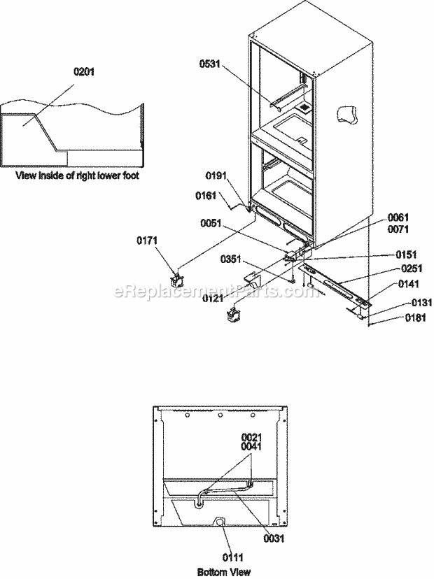 Amana BC21VL (P1321506W L) Mfg Number P1325004w L, Ref - Bottom Mounts Insulation & Roller Assembly Diagram