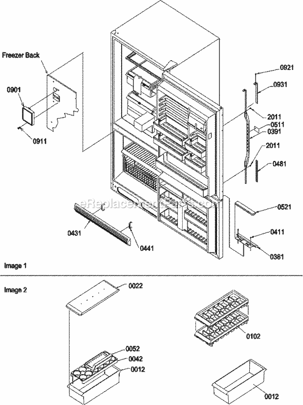 Amana BXI21VL (P1321504W L) Ref - Bottom Mounts Door Handles & Accessories Diagram
