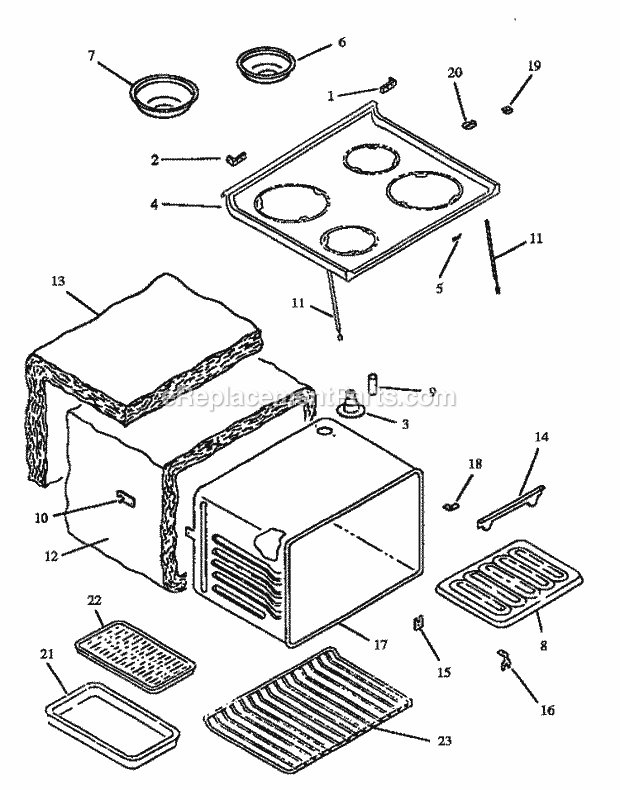 Amana CARR632NWW (P1142620NWW) Range- S/C S/I Ddraft Gas Main Top and Oven Assy Diagram