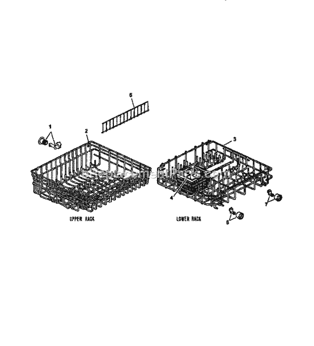 Amana CDU600CWW (P1188316W) Dishwasher- Undercounter Rack Diagram