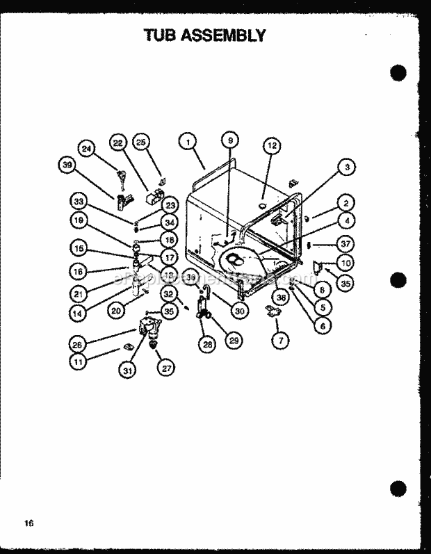 Amana DCS450W (P1139734N W) Dishwasher- Convertible Ptub Assy Diagram