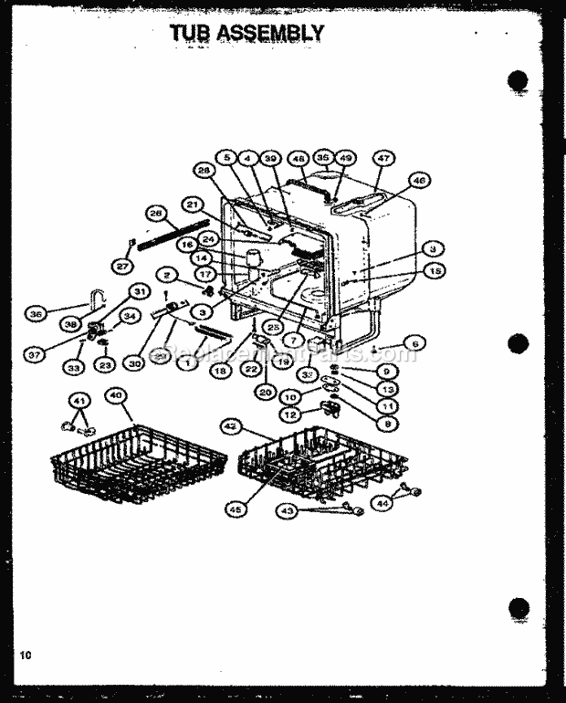 Amana DCS450W (P1139734N W) Dishwasher- Convertible Tub Assy Diagram