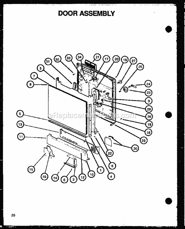 Amana DDW950B (P1139737N B) Mfg Number P1173810w, Dishwasher- Undercounter Door Assy Diagram