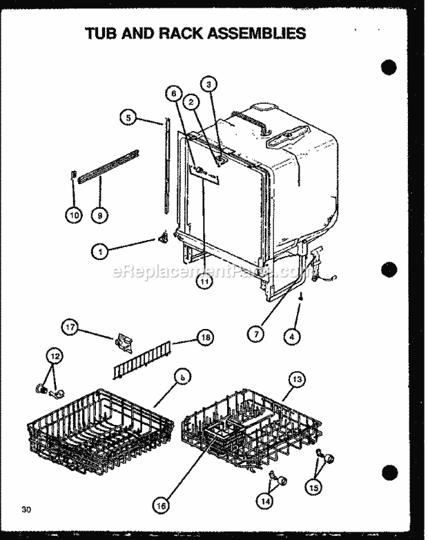Amana DDW950B (P1139737N B) Mfg Number P1173810w, Dishwasher- Undercounter Tub and Rack Assy Diagram