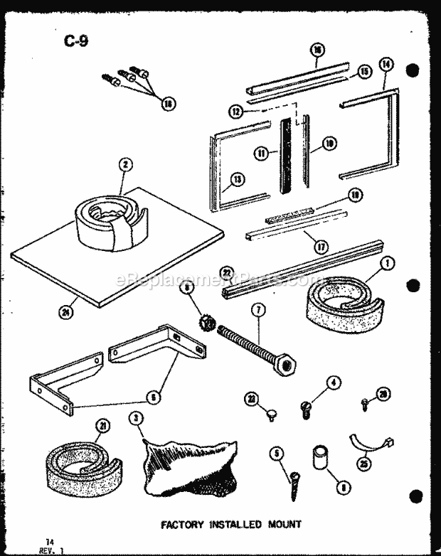 Amana ES2183ML (P6753510R) Room Air Conditioner Factory Installed Mount Diagram