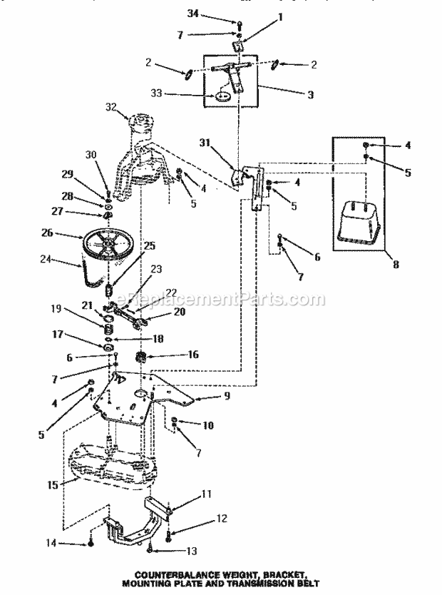 Amana FA4200 Washer-Top Loading Cbal Weight, Brkt, Mtg Plt & Trans Diagram