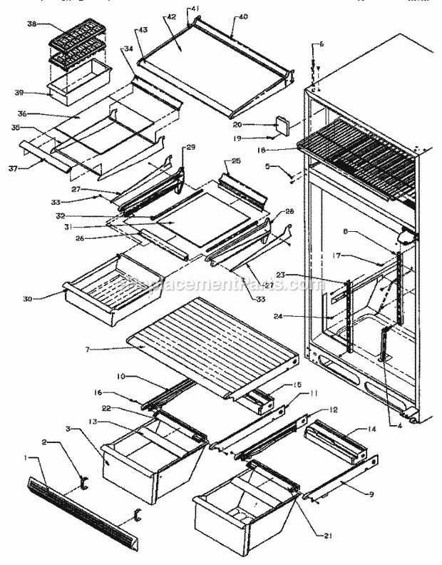 Amana GTG18AW (P1181714W W) Ref - Top Mount Cabinet Shelving Diagram