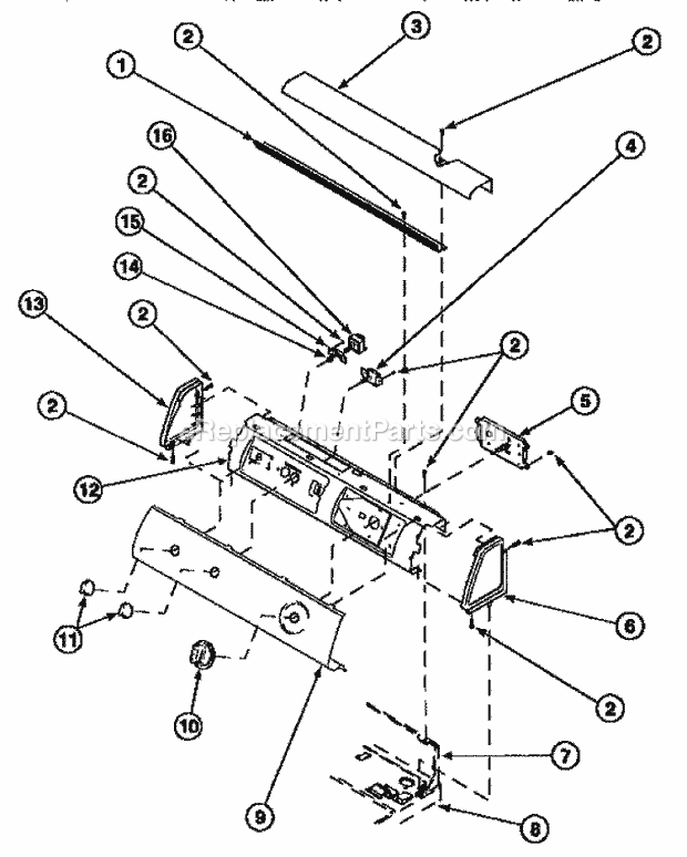 Amana LE7101LB (PLE7101LB) Dryer- Ele Graphic Panel, Control Hood and Controls Diagram