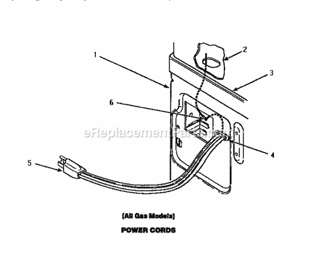 Amana LG4309L (P1163504W L) Dryer- Gas Power Cord Diagram