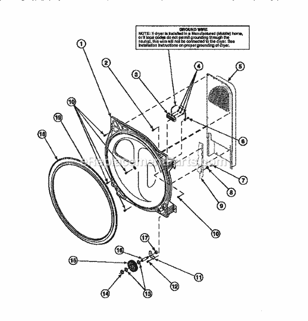 Amana LG8101WB (PLG8101WB) Dryer- Gas Rear Blkhd / Seal / Cylinder Roller / Term Blk Diagram