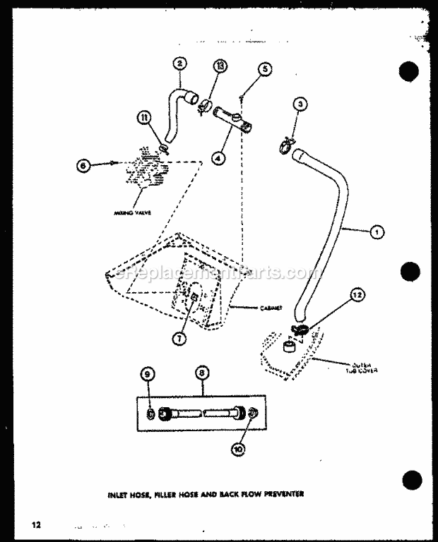 Amana LW2603 (P1110504W W) Residential Amana Washer Inlet Hose Diagram